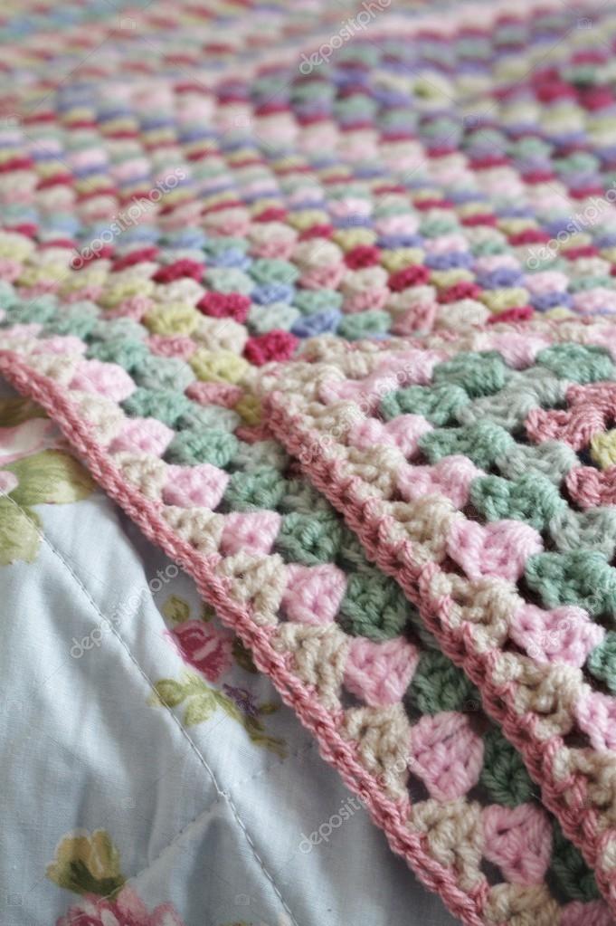 Vintage colored crochet afghan Stock Photo by ©elm98 43145493