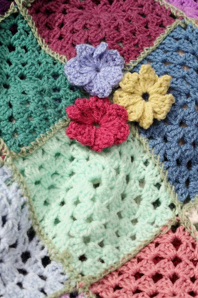 Hand Crocheted Flowers — Stock Photo, Image