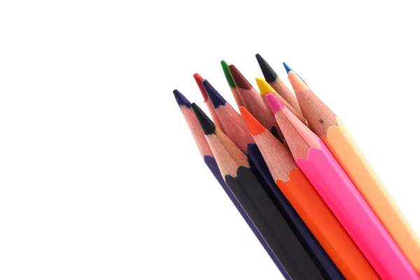 多彩色铅笔在白纸上 — 图库照片