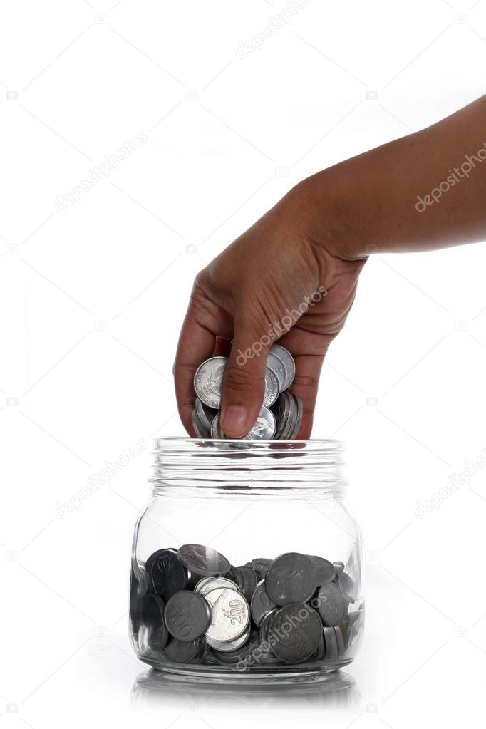 hand take Tin Coins