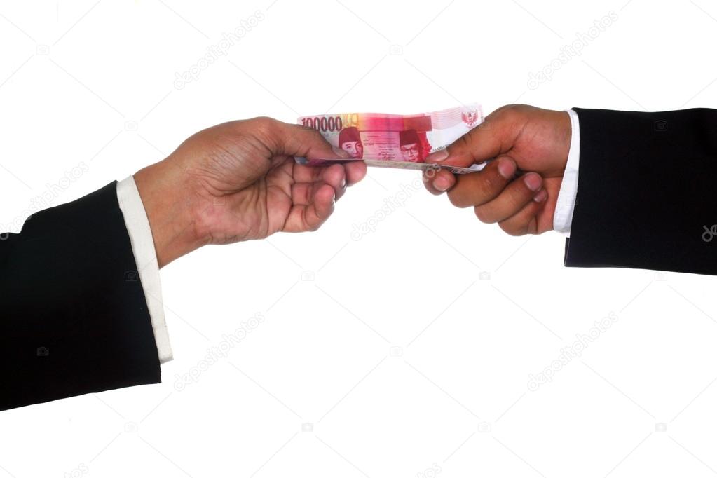 Man hands give money to other man hand