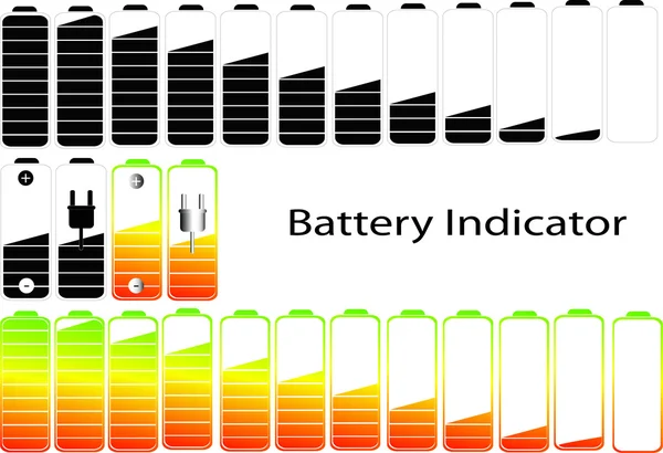 Vector symbols of battery level indicator — Stock Vector