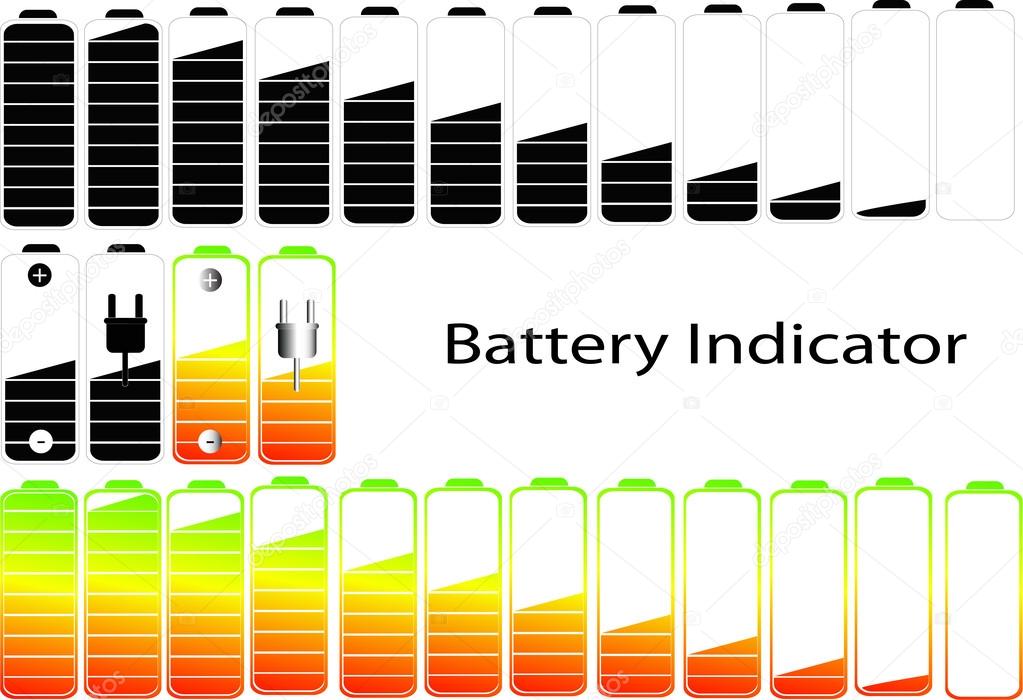 Vector symbols of battery level indicator