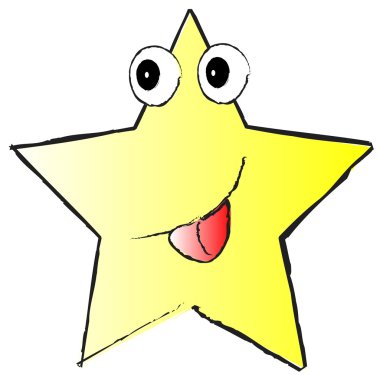 beyaz zemin üzerine sarı komik yıldız