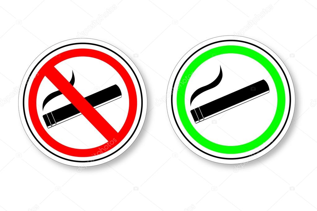 Sign - No Smoking and Smoking Area, with drop shadow, shadow can be remove easily