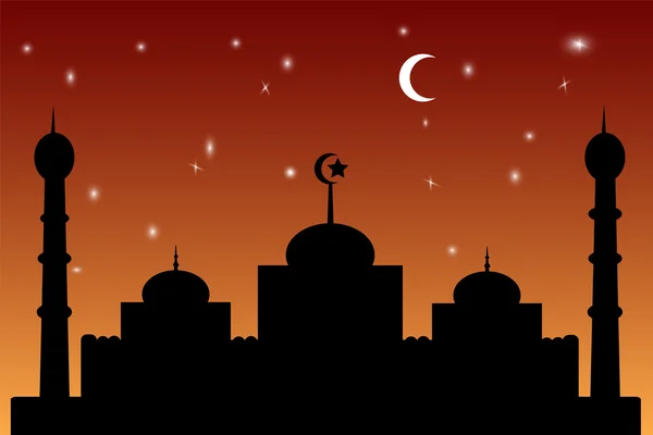 Mosquée - Mosquée ciel de gradation orange — Image vectorielle