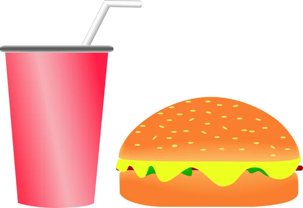 Hamburguesa y refresco — Vector de stock