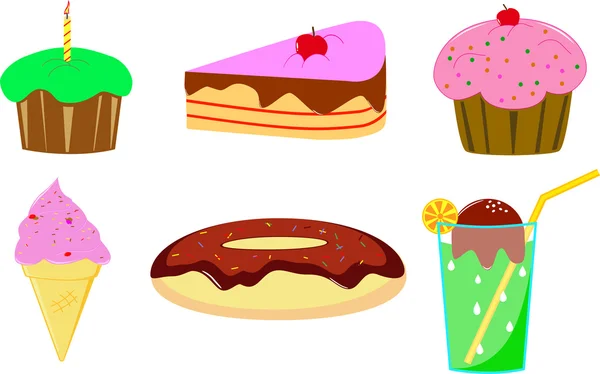 Торт, пончик и мороженое — стоковый вектор