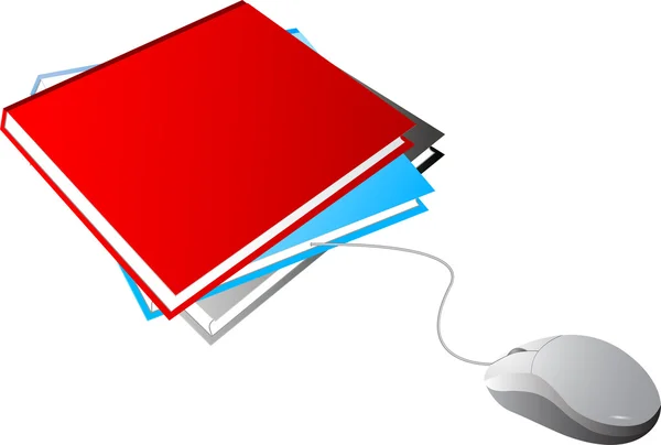 Libri vuoti e mouse bianco — Vettoriale Stock