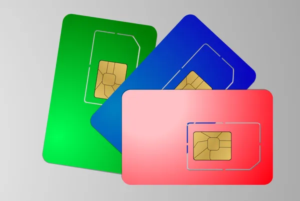 Three sim cards on gray — Stock Vector