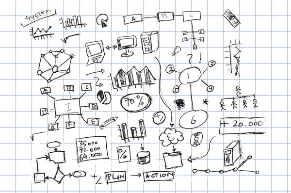 Dessin à la main, symbole financier et comptable — Image vectorielle