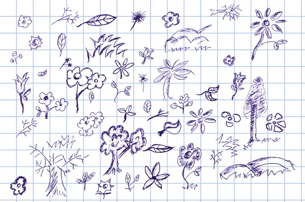 Dibujar a mano boceto, flora — Archivo Imágenes Vectoriales