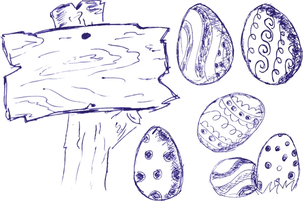 Dibuja a mano, huevos de Pascua — Vector de stock