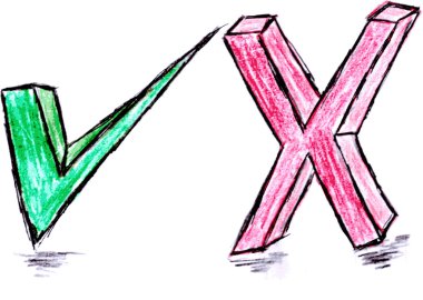 El çizmek kroki, doğru ve yanlış simgesi