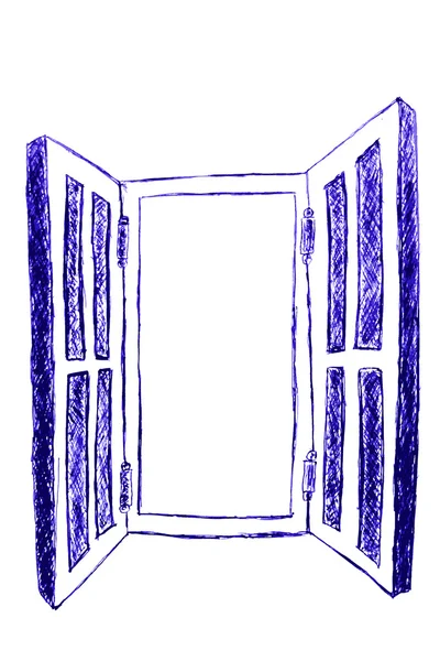 Винтажное голубое окно — стоковое фото