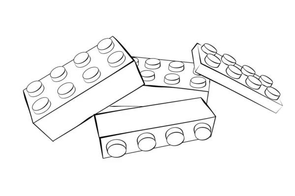 Conjunto Vector Boceto Dibujo Mano Juguetes Ladrillo Pila Posición Aleatoria — Archivo Imágenes Vectoriales