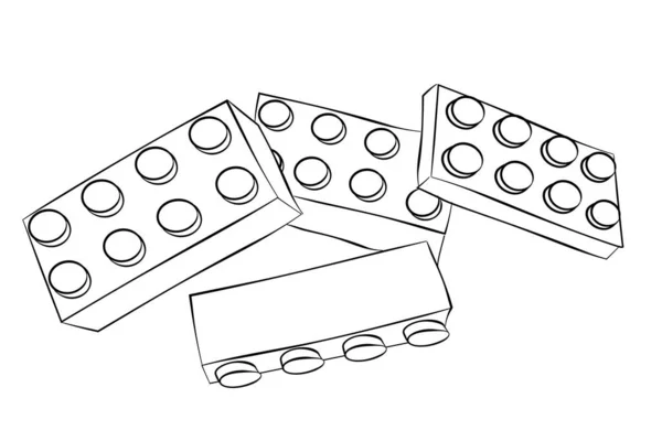 Set Hand Draw Sketch Vector Random Position Stack Brick Toys — Stock Vector