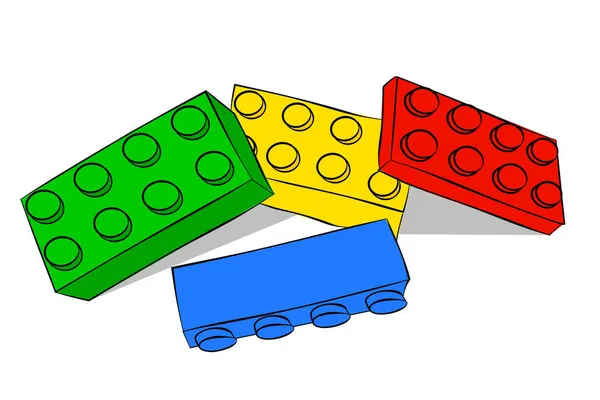 一套4个手绘素描向量 随机位置堆栈砖块玩具 — 图库矢量图片