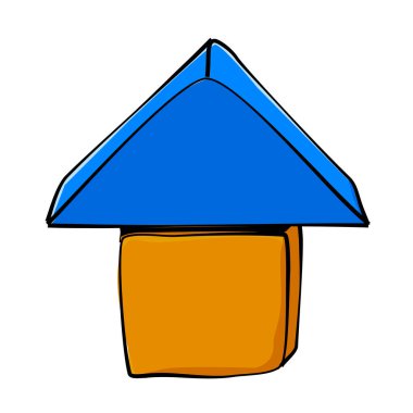 Basit Vektör Eli Çizim Bina Bloğu Ahşap Oyuncakları Çizer