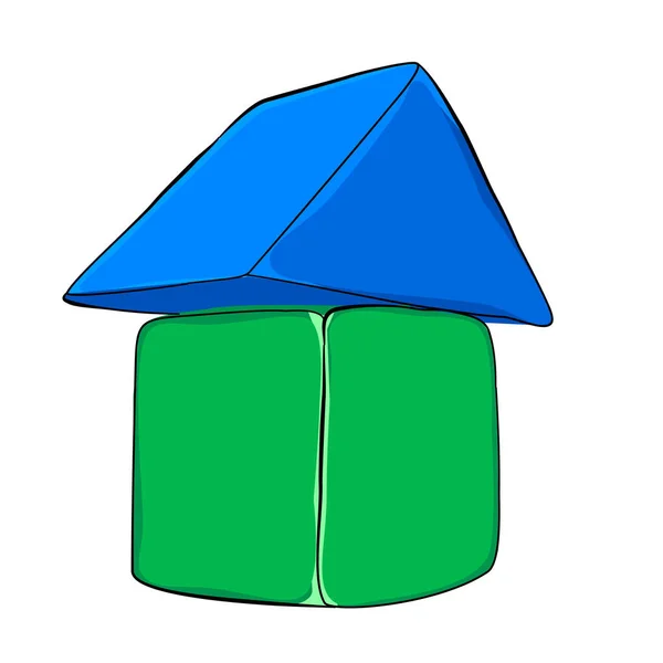 简易矢量手绘素描房积木玩具 — 图库矢量图片