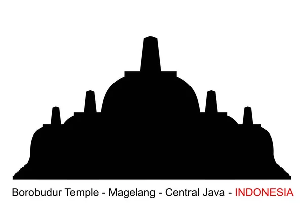 Silhouette Borobudur Temple Indonesia Historical Building — 图库矢量图片