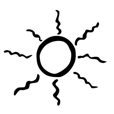 Basit Vektör El çizimi Güneş patlaması, Güneş patlaması, beyaz üzerine izole edilmiş