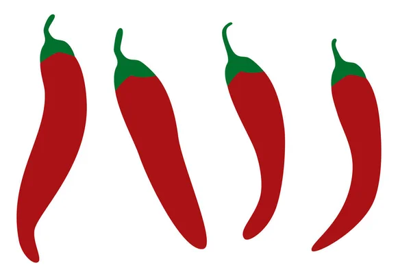 Установить Четыре Простых Плоского Цвета Красный Чили — стоковый вектор