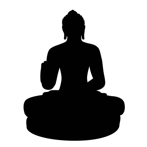 Simple Vector Silhouette Budha Oder Buddha Statue Isoliert Auf Weiß — Stockvektor