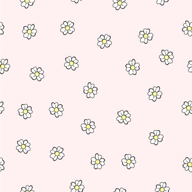 Pembe Arkaplanda Basit Vektör Kusursuz Beyaz ve Sarı Çiçek