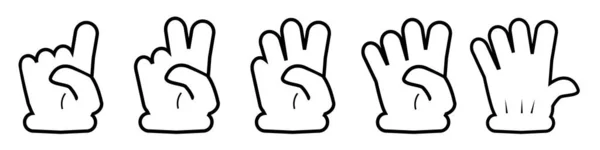 Definir Vector Contorno Doodle Contagem Votar Mão Com Luva — Vetor de Stock