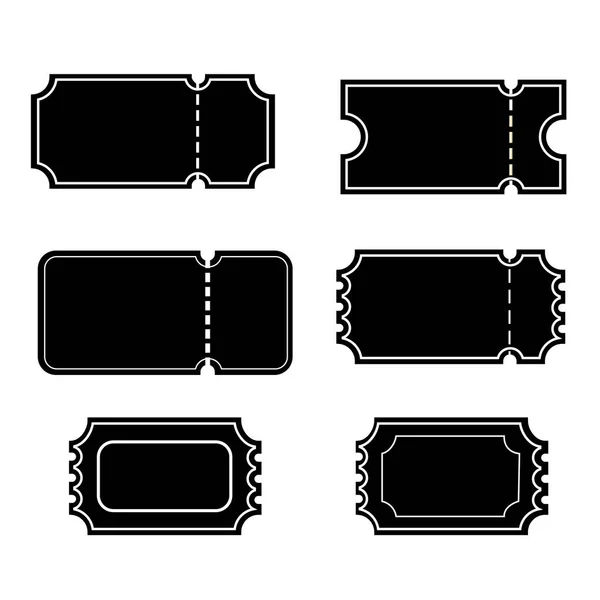 Set Style Flat Vector Black Ticket Coupon — Stock Vector