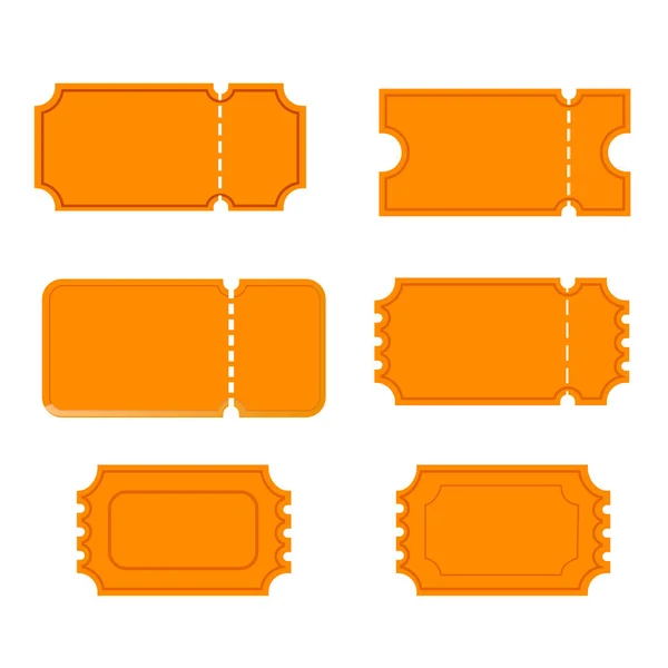 Set Style Flat Vector Orange Ticket Coupon — Stock Vector
