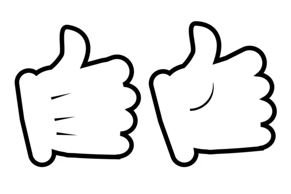 Vector Set Outline Doodle Sign Thumb — 스톡 벡터