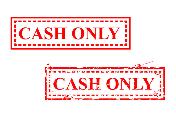 Simple Vector Set 2 Red Rectangle Rubber Stamp Effect, Cash Only, grunge and Clean