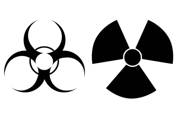 Simple Vector Set Radiatioactive Hazard Poison Symbol Sign Isolated White — Stock Vector