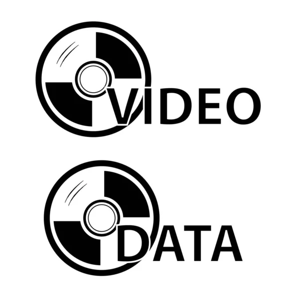 Set Egyszerű Vektor Jel Dvd Videóhoz Adatokhoz — Stock Vector