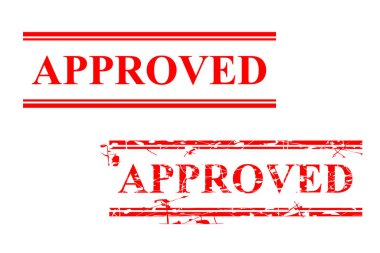 Basit 2 Vektör Kırmızı Dikdörtgen Pul Efekti Onaylandı, Beyaz Üzerine İzole Edildi