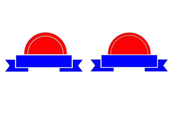 Ensemble Vectoriel Simple Ruban Rouge Demi Cercle Bleu — Image vectorielle