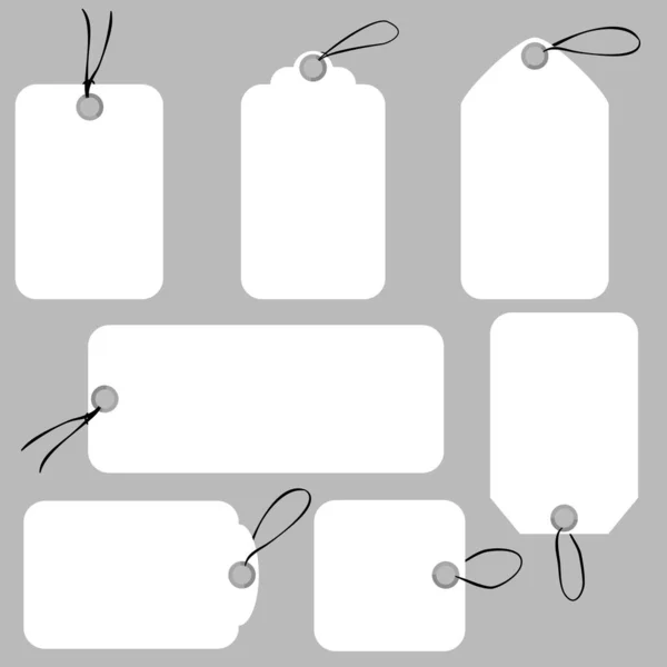 Set Vector Simple White Blank Rechteck Und Quadratische Tag Mit — Stockvektor