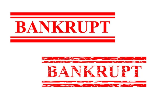 Conjunto Simples Retângulo Vermelho Efeito Carimbo Borracha Bankrupt —  Vetores de Stock