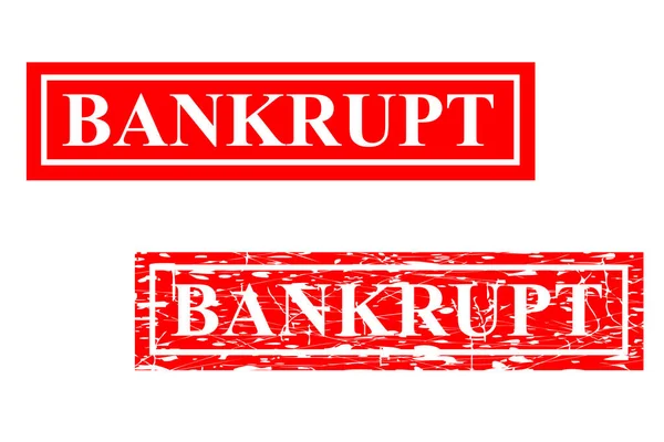 Conjunto Simples Retângulo Vermelho Efeito Carimbo Borracha Bankrupt —  Vetores de Stock