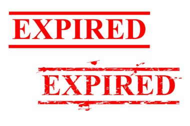 Basit Vektör, 2. Dikdörtgen Kırmızı Lastik Damgası, Süresi dolmuş, beyaz üzerine izole edilmiş