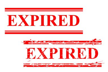 Basit Vektör, 2. Dikdörtgen Kırmızı Lastik Damgası, Süresi dolmuş, beyaz üzerine izole edilmiş