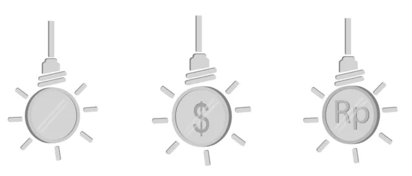 Moneda Plata Simple Set Ilustración Para Idea Para Hacer Dinero — Vector de stock