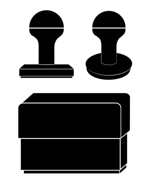 Eenvoudige Vectorset Silhouet Van Stempel Geïsoleerd Wit — Stockvector