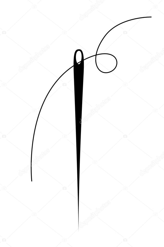Simple Vector Big Thread & Needle, isolated on white