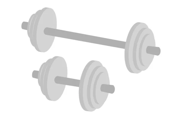 Simple Vector Barbell Dumbbell Isolated White — Stock Vector