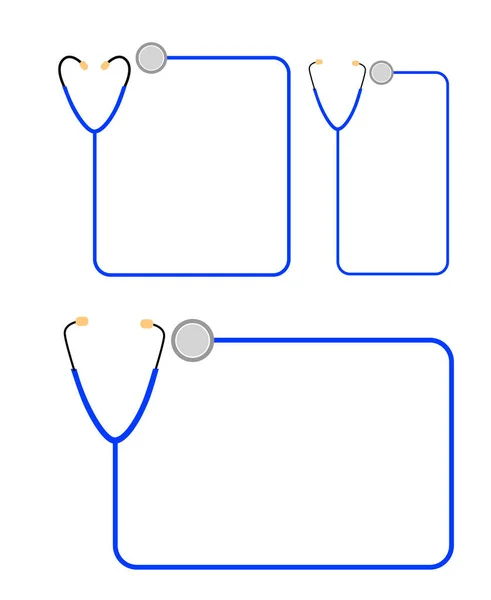 Ensemble Vectoriel Simple Cadre Stéthoscope Cadre — Image vectorielle