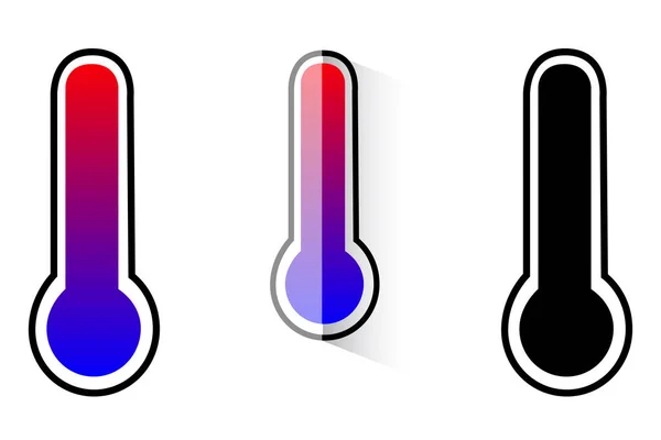 Simple Vector Set Doodle Thermometer Isolated White — Stock Vector