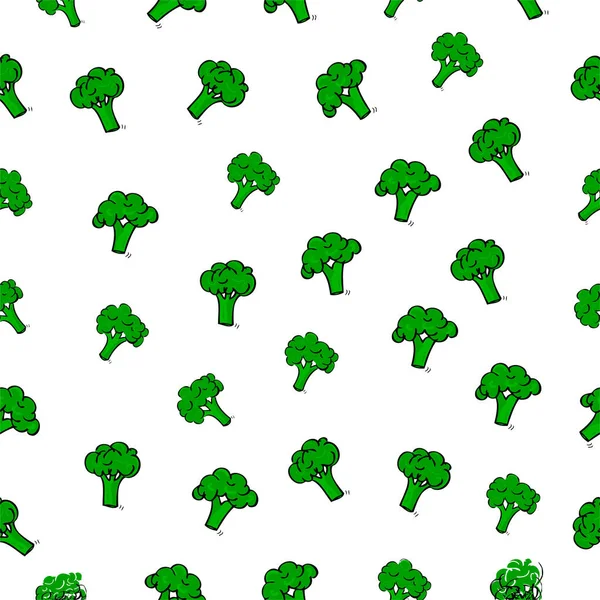 Simple Seamless Vector Background Hand Draw Sketch Broccoli — стоковый вектор